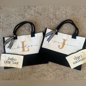 Monogrammed Tote Bags with Black Handles